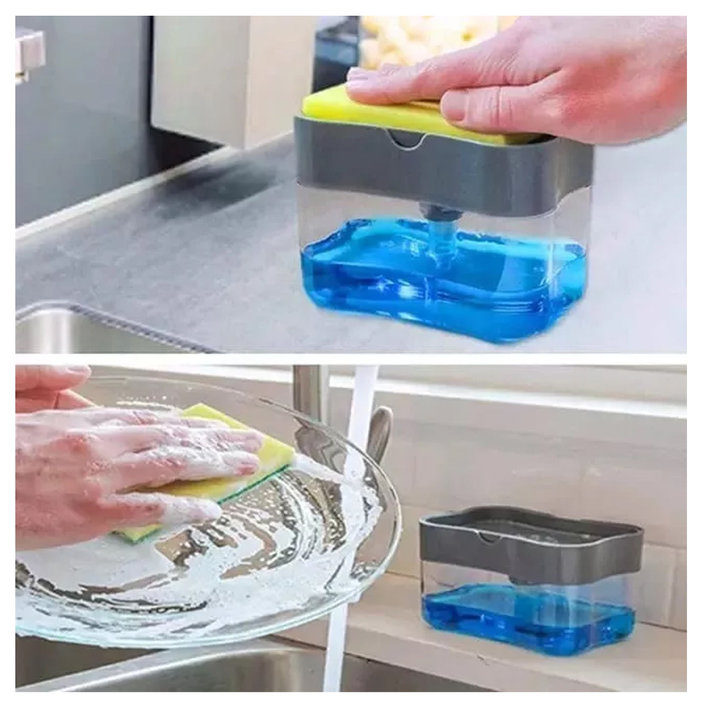 💧 Dispensador de Jabón 2 en 1 con Soporte para Esponja 🧽✨