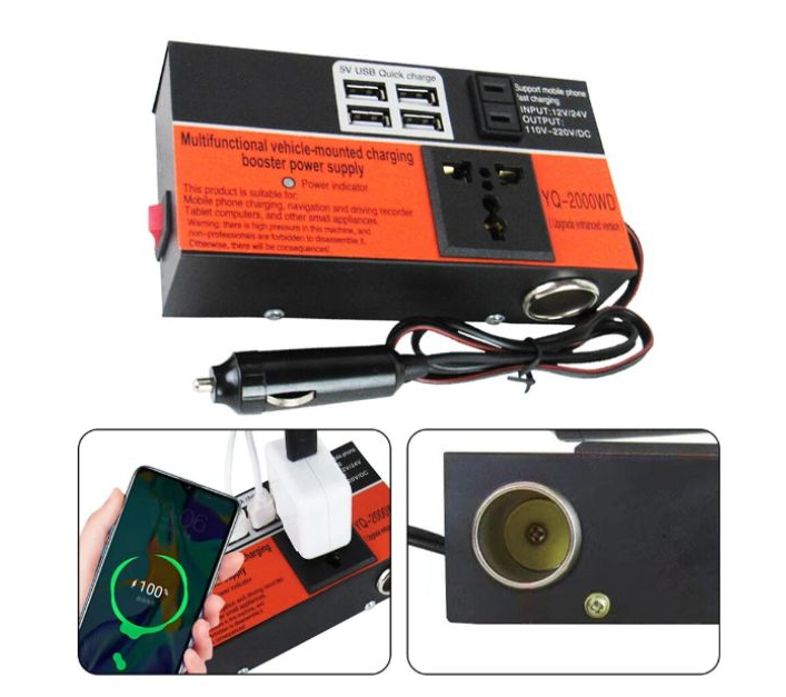 💥 Inversor de Corriente PowerDrive 200 – Convierte tu Auto en una Fuente de Energía 🔌