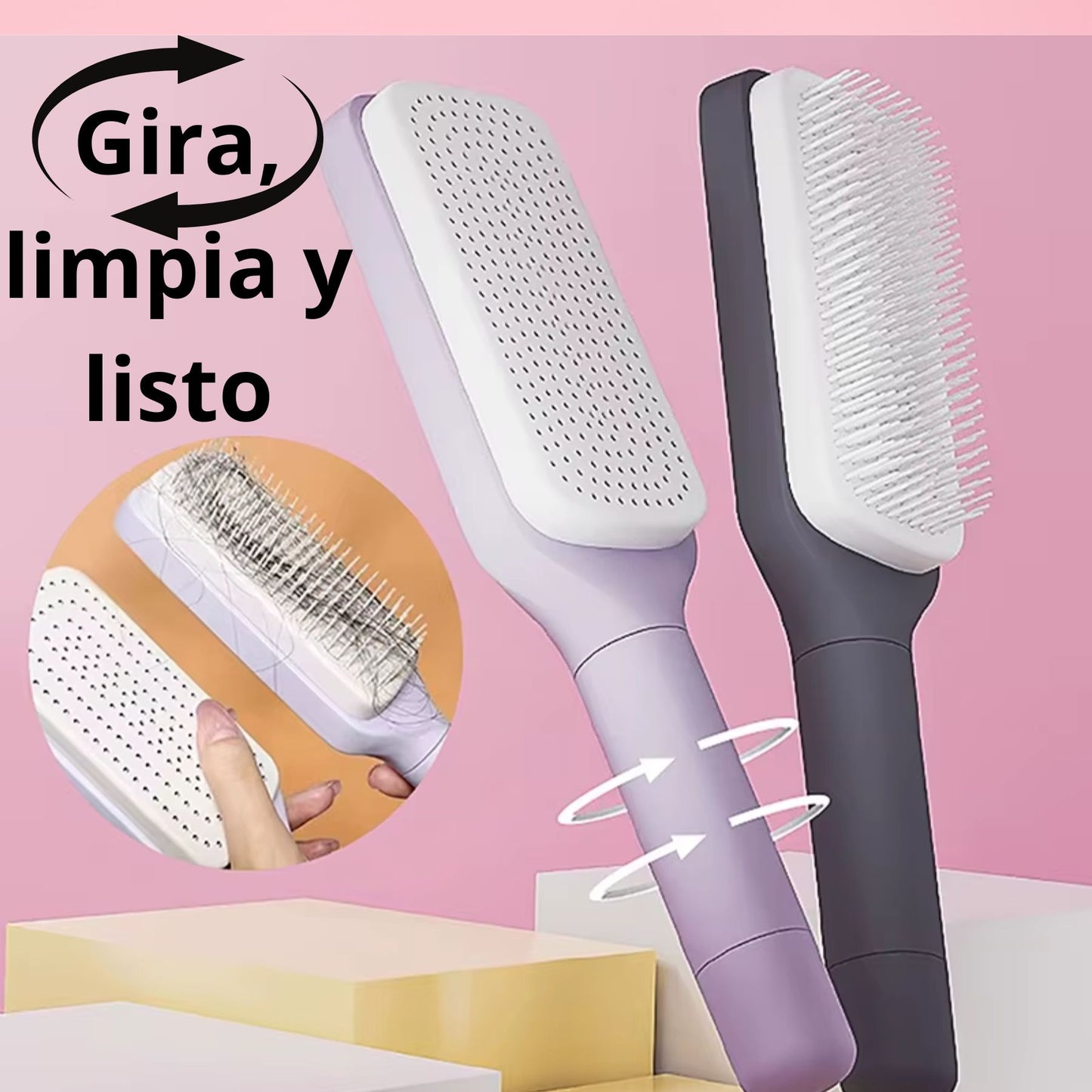 🌀 Cepillo Autolimpiante gira, limpia y listo 💖  – Masajeador de Cuero Cabelludo